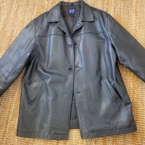 Men's lightly insulated leather car coat